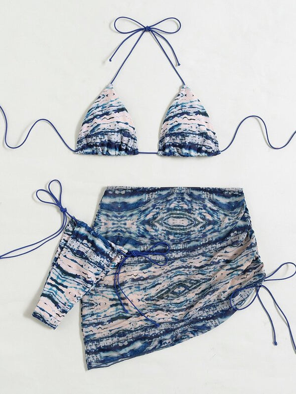 Blue Marble Triangle Bikini Set