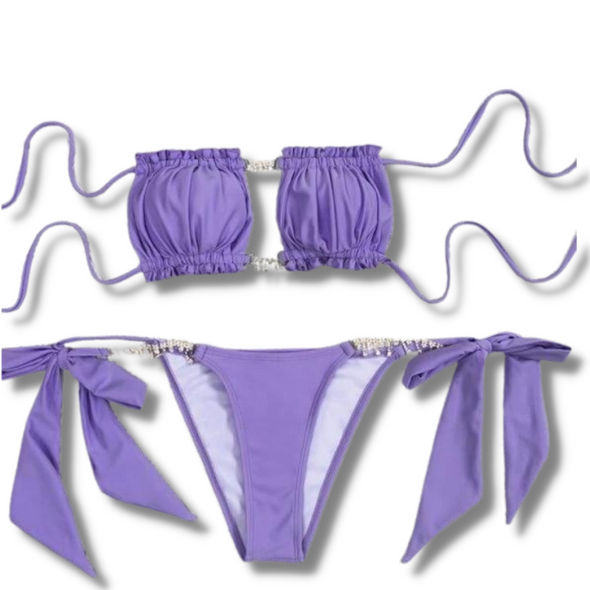 Purple Rhinestone Bikini